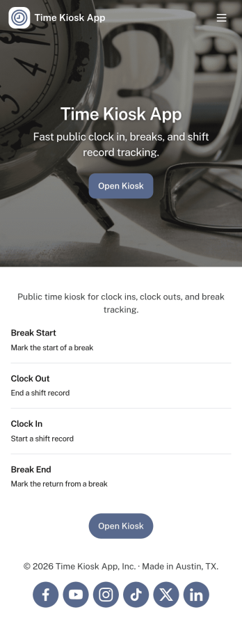 Time Kiosk App Template