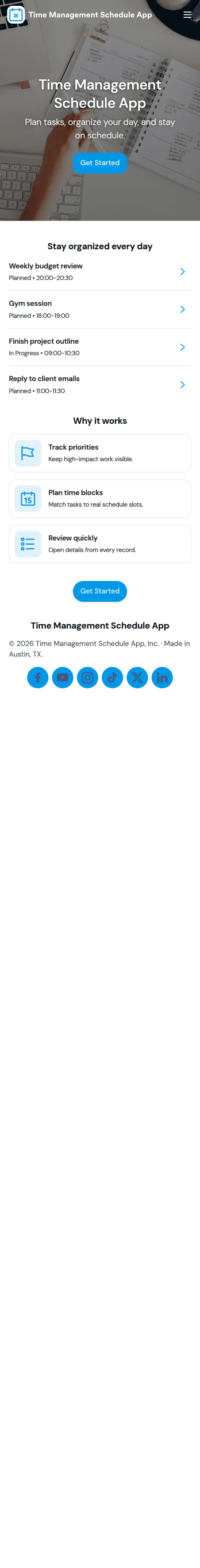 Time Management Schedule App Template