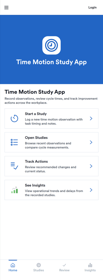 Time Motion Study App Template