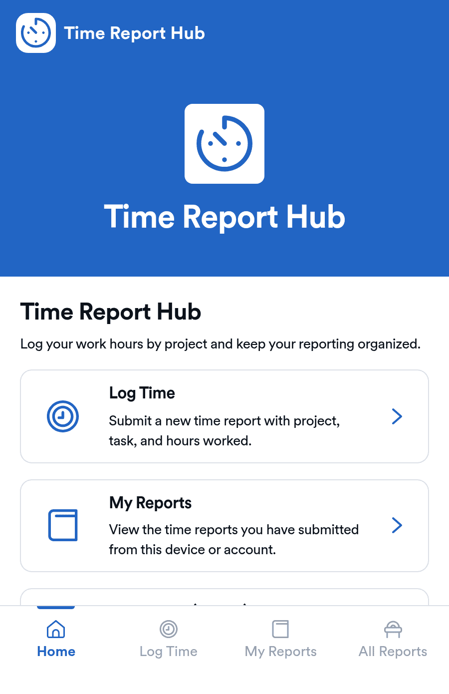 Time Report Hub App Template | Jotform