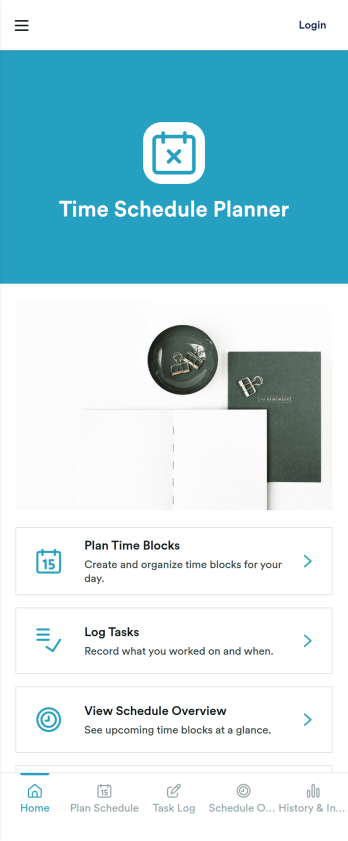 Time Schedule Planner App Template