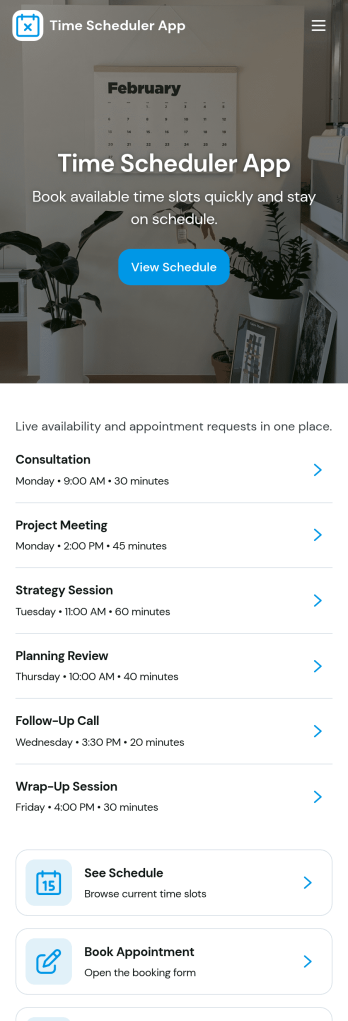 Time Scheduler App Template