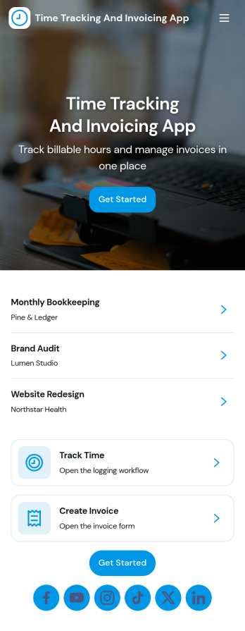 Time Tracking and Invoicing App Template