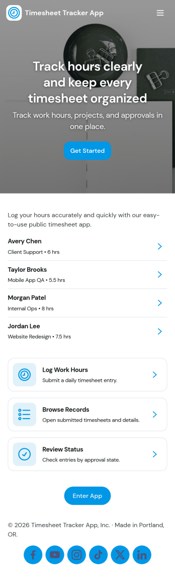 Timesheet Tracker App Template