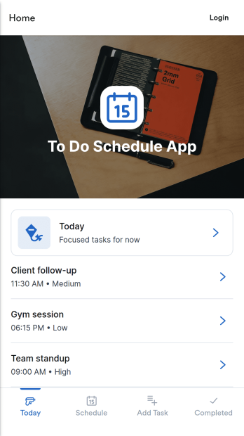 To Do Schedule App Template