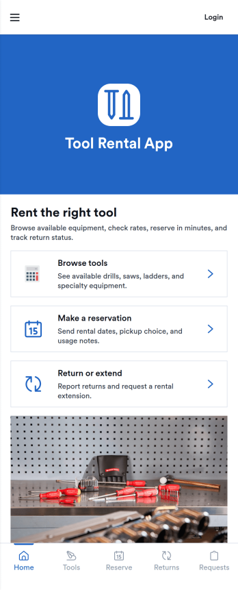 Tool Rental App Template