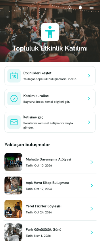 Topluluk Etkinliğine Katılım Uygulama Șablonu