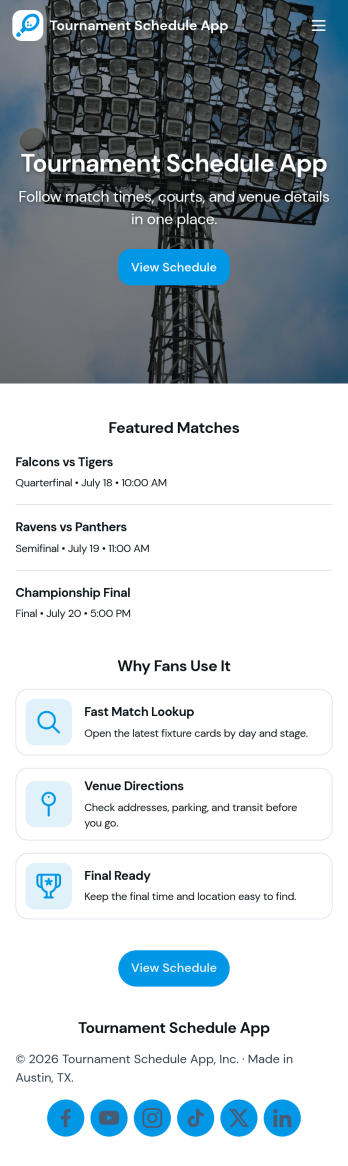 Tournament Schedule App Template