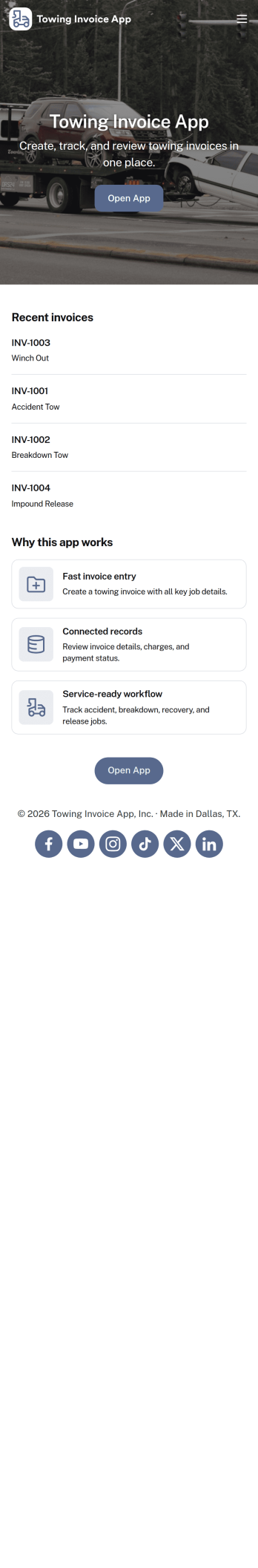 Towing Invoice App Template