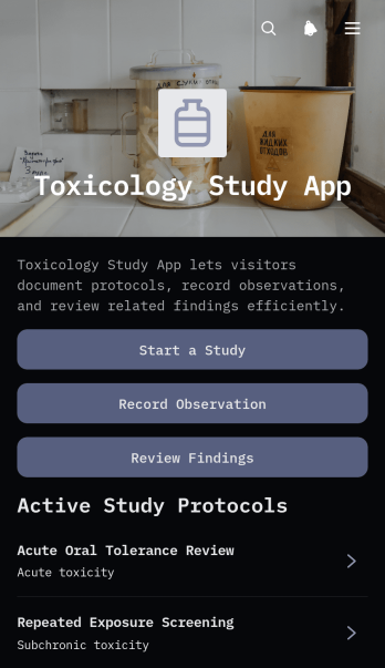 Toxicology Study App Template