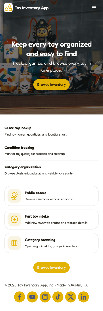 Toy Inventory App Template