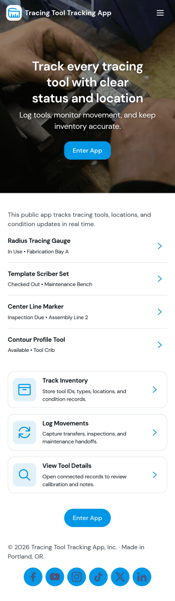 Tracing Tool Tracking App Template