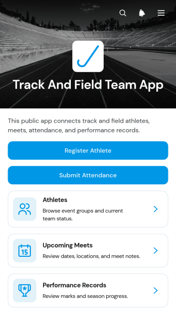 Track And Field Team App Template