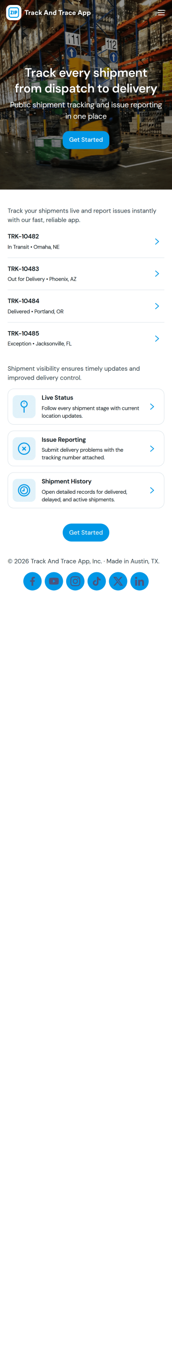 Track and Trace App Template