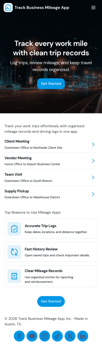 Track Business Mileage App Template