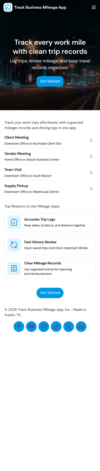 Track Business Mileage App Template