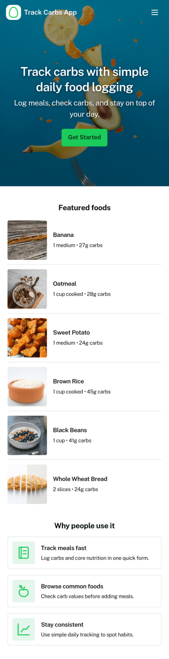Track Carbs App Template