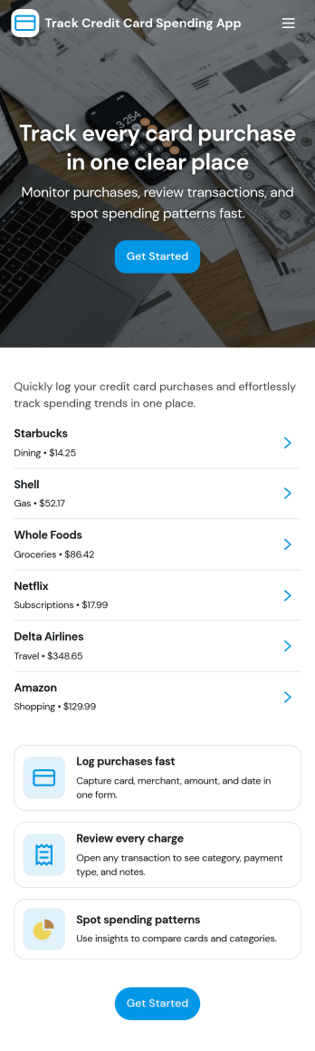 Track Credit Card Spending App Template