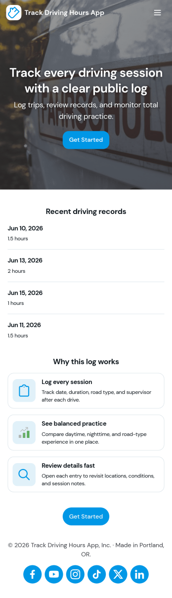 Track Driving Hours App Template