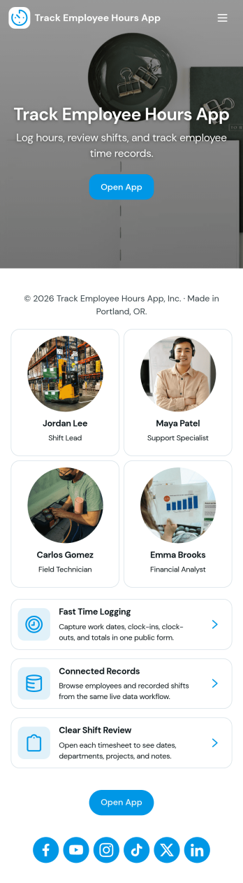 Track Employee Hours App Template