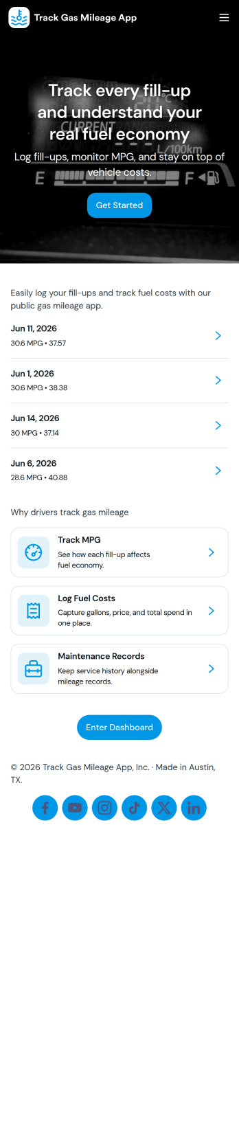 Track Gas Mileage App Template
