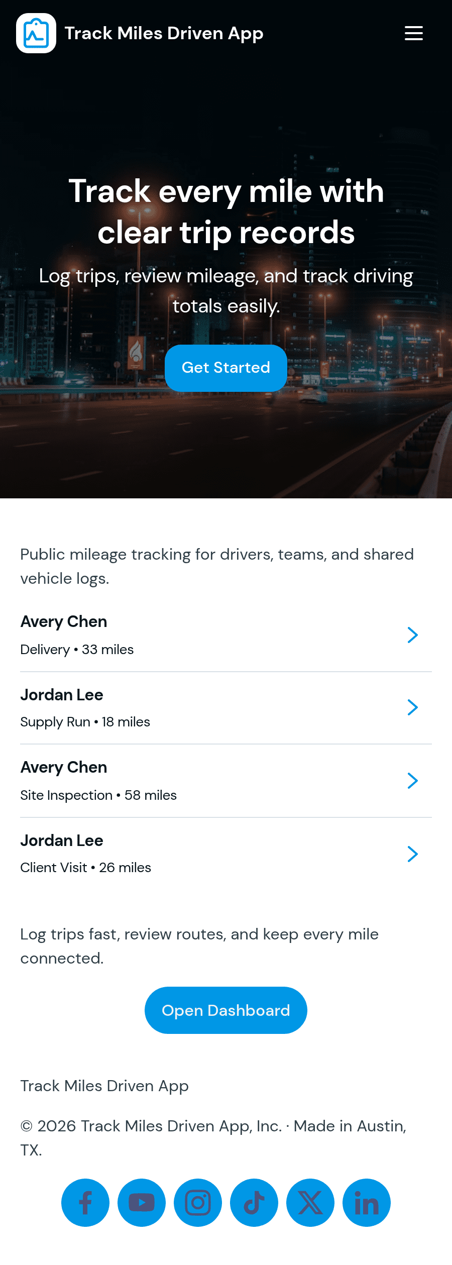 Track Miles Driven App Template | Jotform
