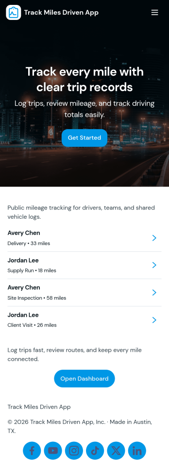 Track Miles Driven App Template