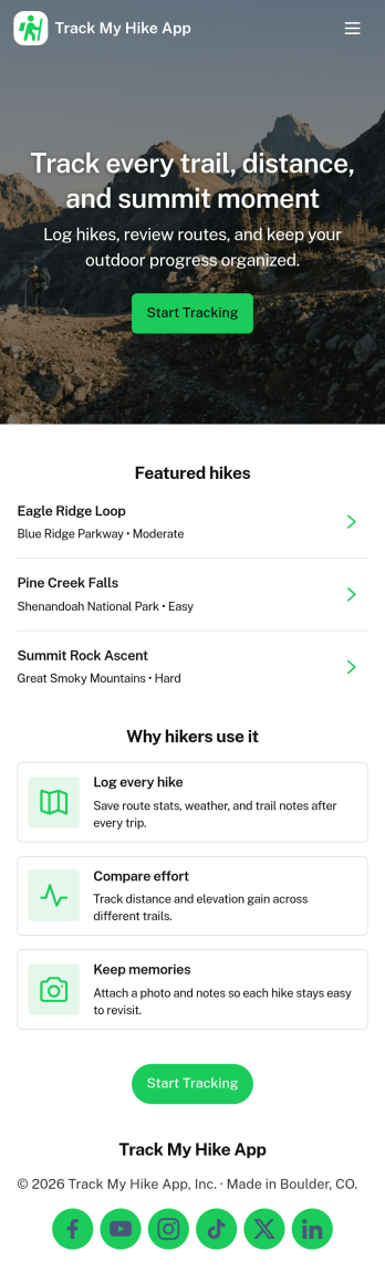 Track My Hike App Template