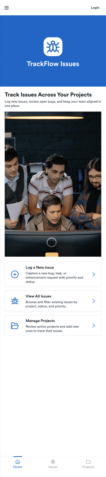 TrackFlow Issues App Template