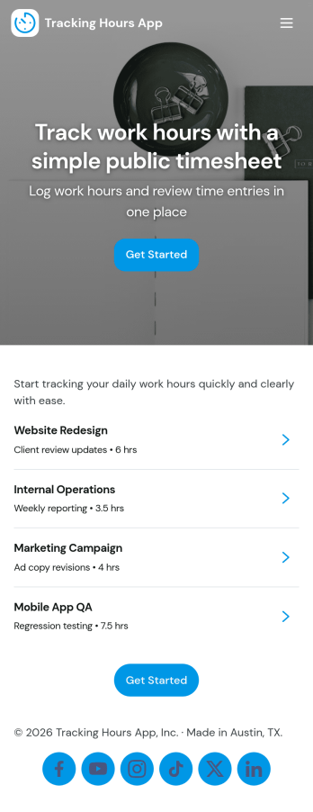 Tracking Hours App Template