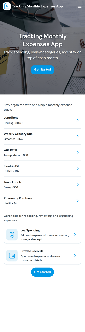 Tracking Monthly Expenses App Template