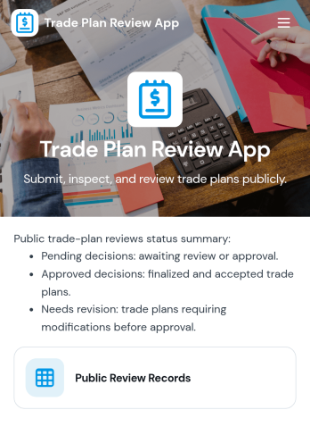 Trade Plan Review App Template