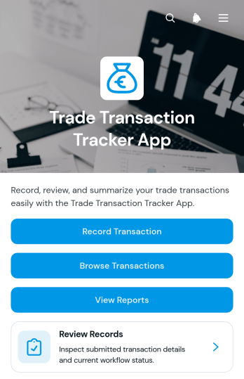 Trade Transaction Tracker App Template