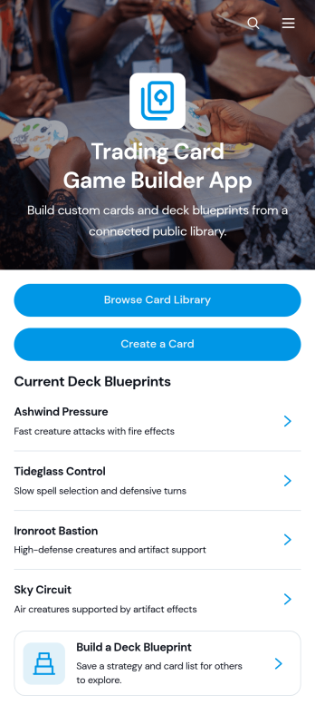 Trading Card Game Builder App Template