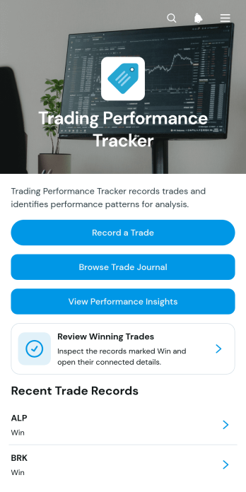Trading Performance Tracker App Template