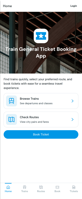 Train General Ticket Booking App Template