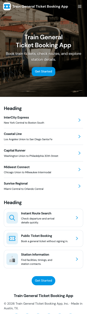 Train General Ticket Booking App Template
