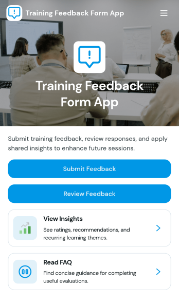 Training Feedback Form App Template