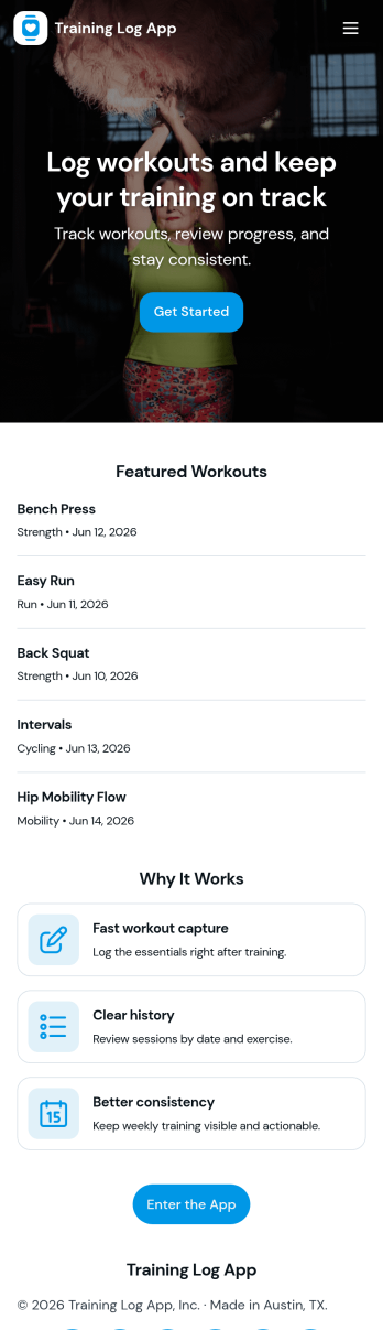 Training Log App Template
