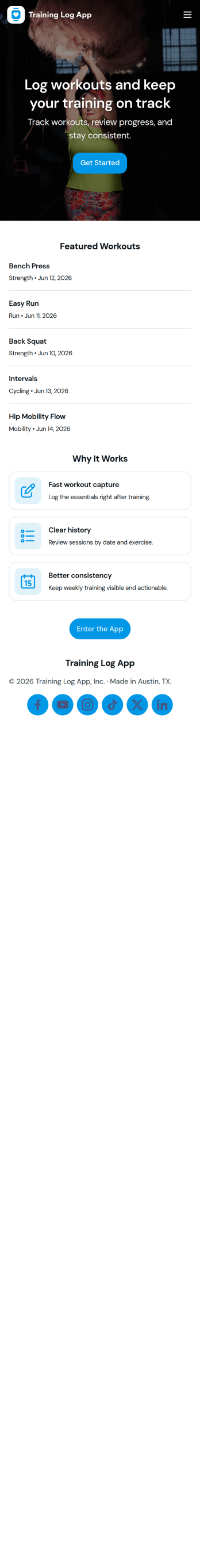 Training Log App Template
