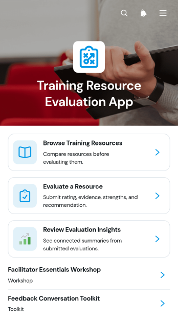 Training Resource Evaluation App Template