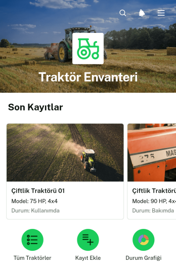 Traktör Envanter Uygulama Șablonu