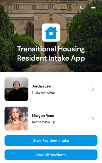 Transitional Housing Resident Intake App Template
