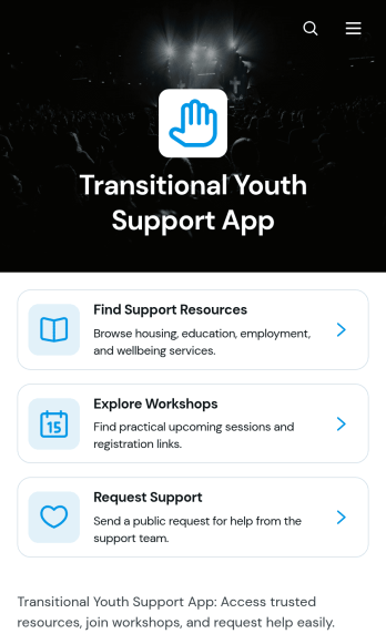 Transitional Youth Support App Template