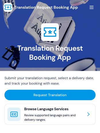 Translation Request Booking App Template