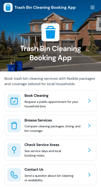 Trash Bin Cleaning Booking App Template