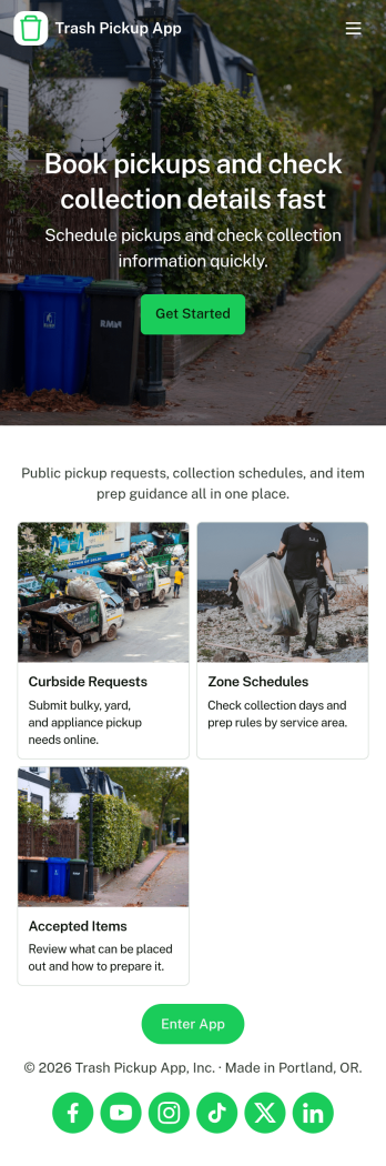 Trash Pickup App Template