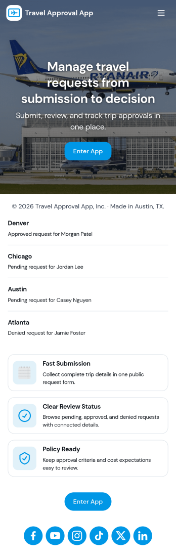 Travel Approval App Template