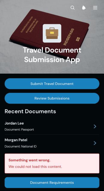Travel Document Submission App Template