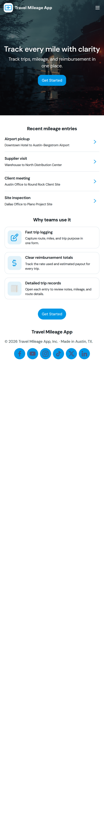 Travel Mileage App Template